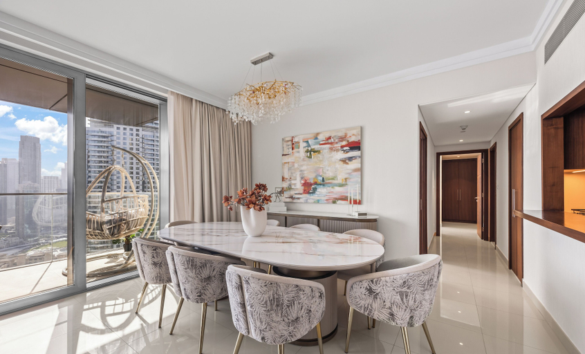 In-room dining 4, WYZ RENT|Prestigious 3.5 BR in Boulevard, Dubai