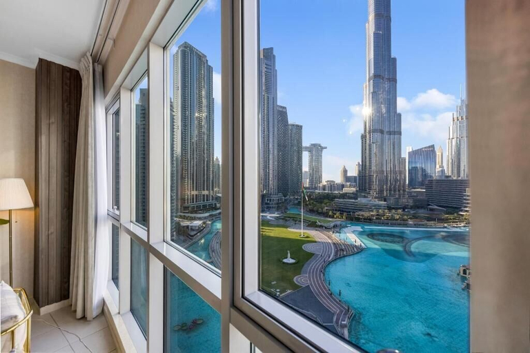 View from property, Durrani Homes - Modern Living 3br with Burj Khalifa and Fountain View - third room without partition, Dubai