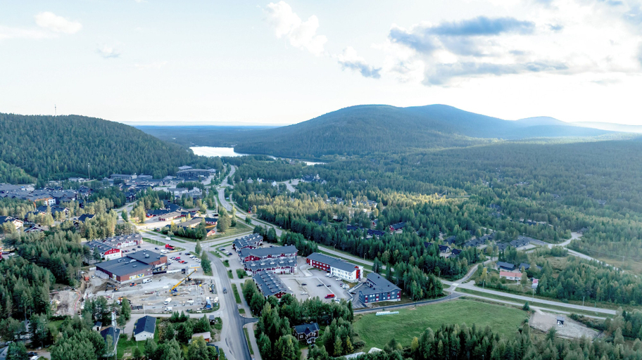 Aerial view, Modern 1BR Apartment next to Ski Slopes, Lapland