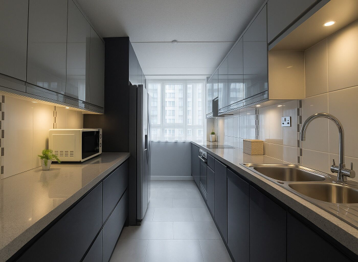 Private kitchen 3, Elegant 2 Bedroom Apartment in Battersea, London