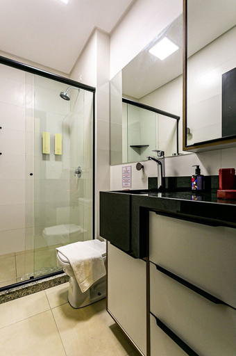 Bathroom, Studio cond. com piscina 700m da praia STI108, Florianopolis