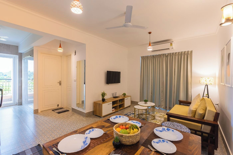 Living room 2, Palm Retreat 1BHK Pool & Field Views, North Goa