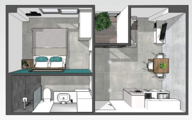 Floor plan, 2BR Apartment T2-717, Pulau Phuket