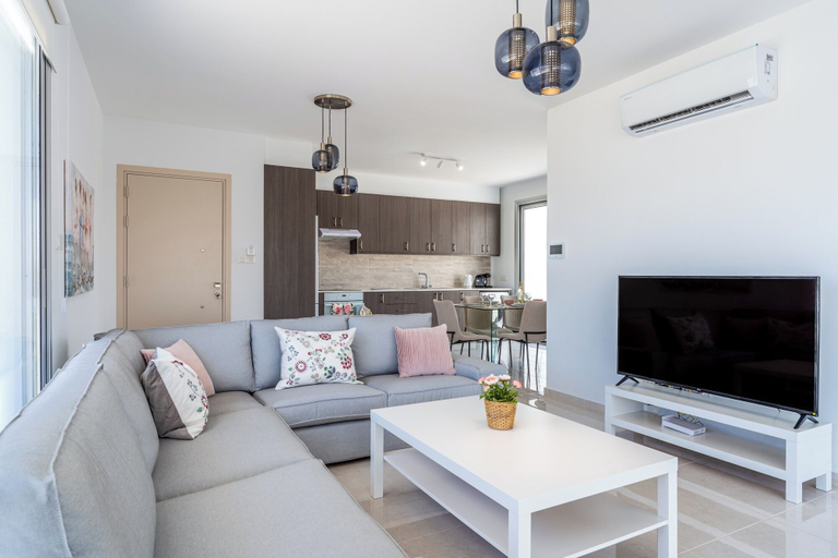 Living room 2, Harmonia 2-BR Apt W Pool in Livadia, Larnaca