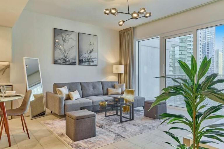 Living area, bnbme Panoramic Vws in JBR w/ 5-Star Amenities, Dubai