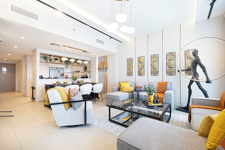 Living area 2, DVH Luxe Retreat 4BR Burj View Apartment, Dubai