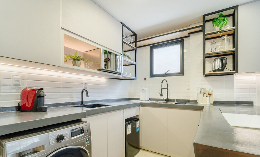 Private kitchen, Estúdio em prédio com piscina SCA0108, Florianopolis