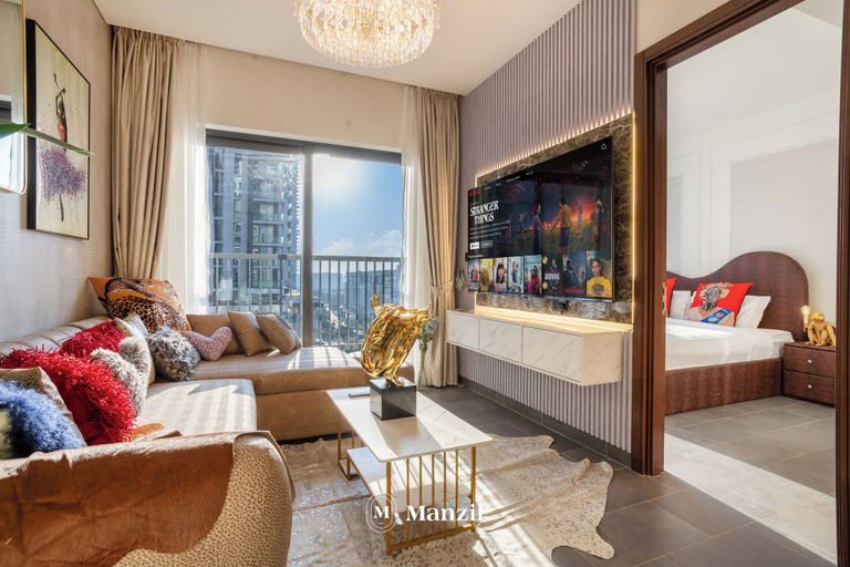 Living area 4, Manzil - Stylish 1BR with Pool and Gym, Dubai
