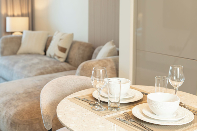 In-room dining 5, PVH - Stylish 1BR with Study - The Crest, Dubai