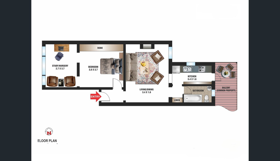 Floor plan, Dorje's place, Sydney