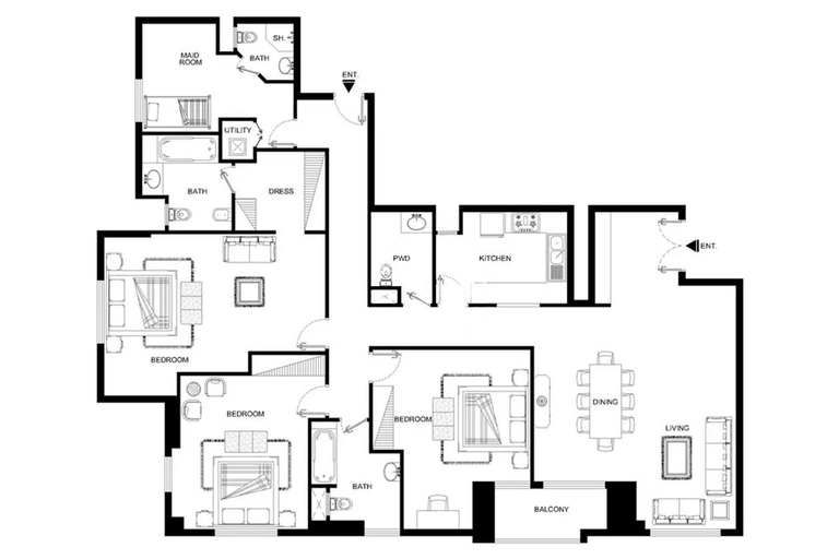 Floor plan 4, LUX The Murjan Sea View Suite 2, Dubai