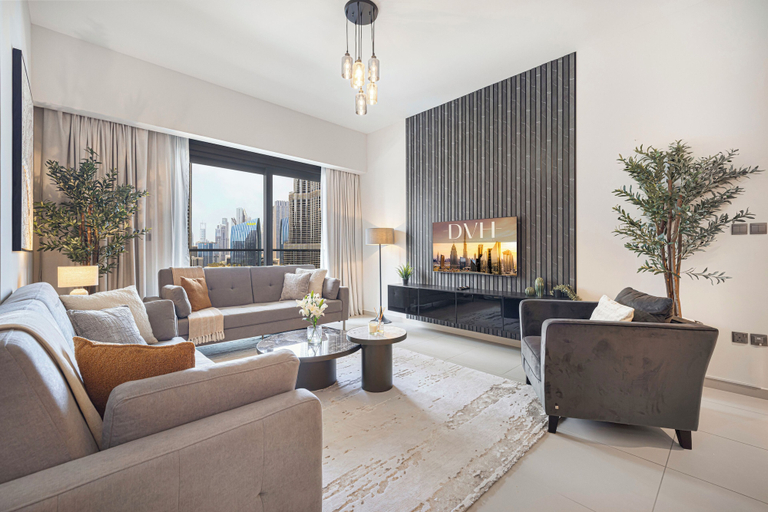 Living area 2, Act 1 Act 2 Towers by DVH Luxe Retreats, Dubai