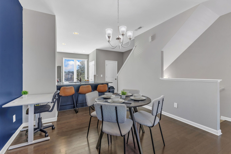 Dining room 3, Upscale King 3BR Townhouse Mins Downtown, Wake