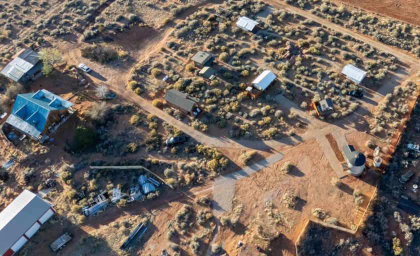 Aerial view 5, Cave Dwellers- Zions' Only Hand-sculpted Cave, Mohave
