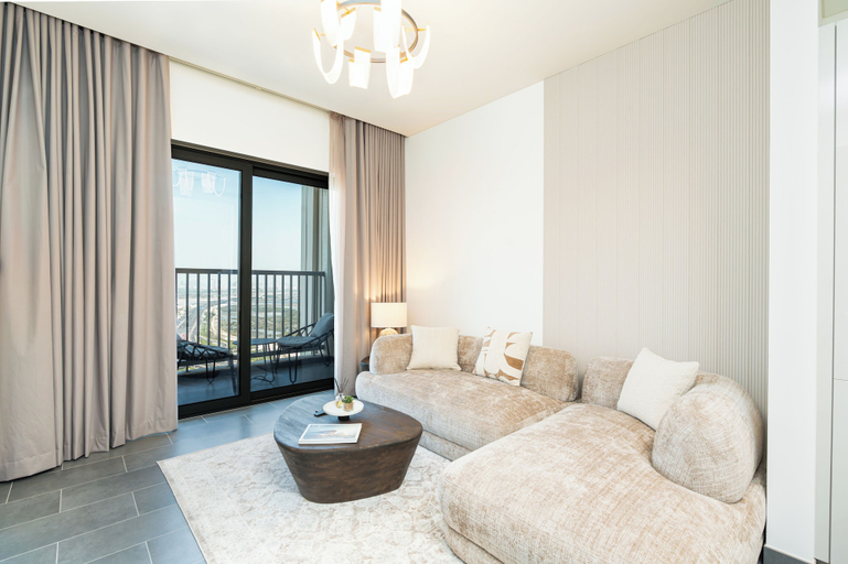 Living room 4, PVH - Stylish 1BR with Study - The Crest, Dubai