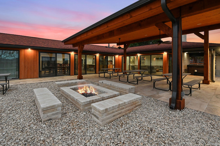 Outdoor dining 3, Guadalupe Bluff Mediterranean 5 Bedroom Home by RedAwning, Kerr