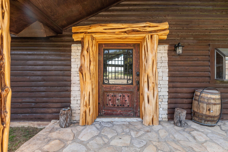 Exterior detail 3, Guadalupe Bluff Log Cabin 4 Bedroom Home by RedAwning, Kerr