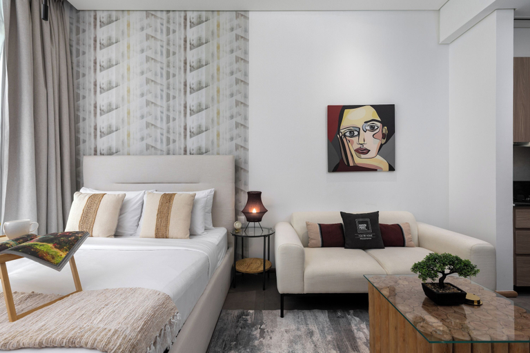 Room, Maison Privee - Serene Studio Escape with Balcony in JVC, Dubai