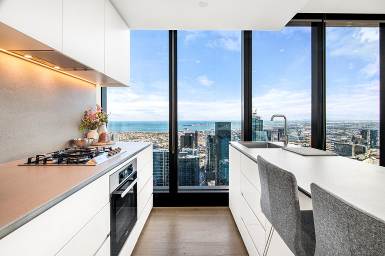 Kitchen 4, Stylish City Apartment with Expanding City Views, Melbourne