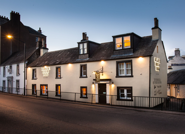 Front of property - evening/night 2, The Black Bull Hotel, Dumfries and Galloway