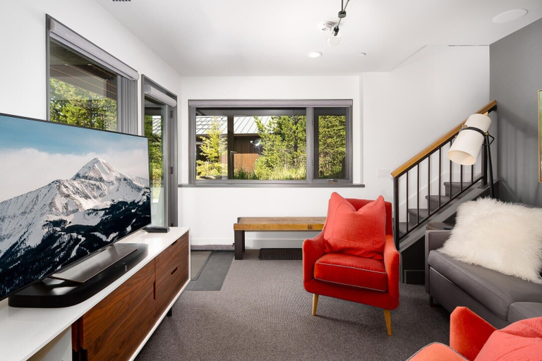 Living area, 27 Lake Cabin 3 Bedroom Home by Moonlight Basin Lodging, Madison