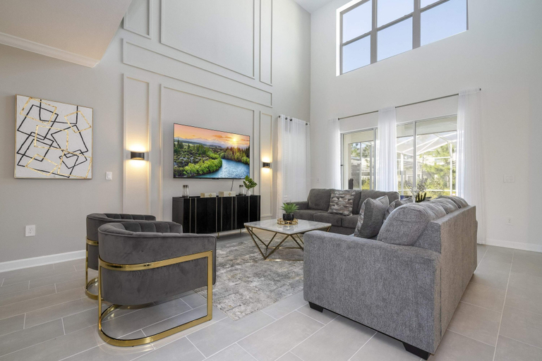 Living room 2, Stunning 5Bd Private Pool & Waterpark @ Champions Gate 8913, Osceola