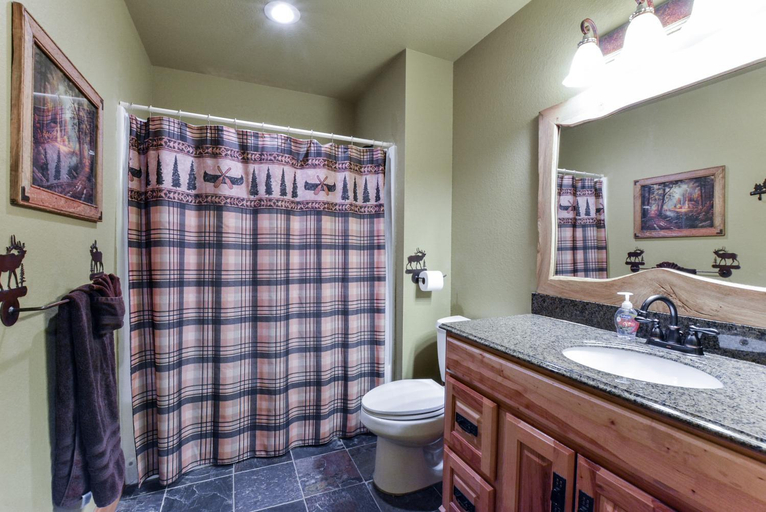 Bathroom, Luxury Lakefront Chalet Resort 2 Pools FREE Amenities Dock MiniGolf Waterslide, Stone