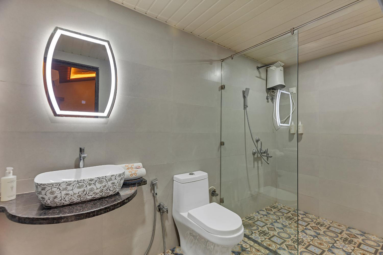 Shower 4, SaffronStays Riverdeck Vista, Raigarh