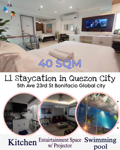 Bedroom 2, L1 Twin Bed Staycation in Bonifacio Global City 6, Taguig