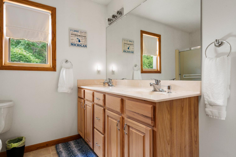 Bathroom 3, Firefly Lodge, Giant Riverview, Hot Tub, Woodstove, Grand Traverse