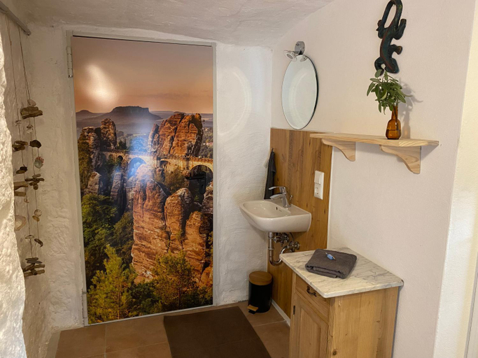 Bathroom 2, Luxusboofe - Ferienhaus am Lilienstein, Sächsische Schweiz-Osterzgebirge