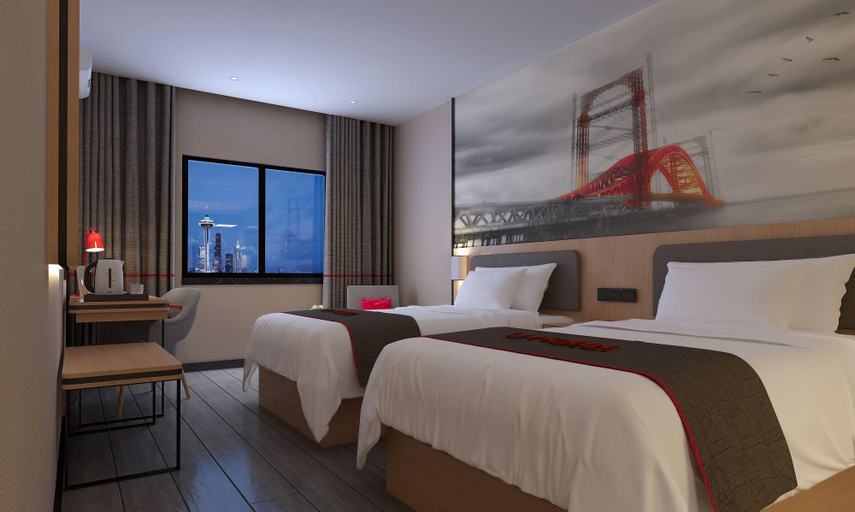 Bedroom 2, Thank Inn Plus Hotel Linyi Hedong Hot spring Resort, Linyi