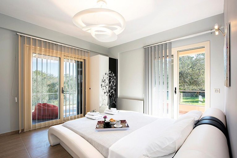Bedroom 2, Contemporary Corfu Retreat 3 Bedrooms Villa Girasole Artful Decor, Ionian Islands