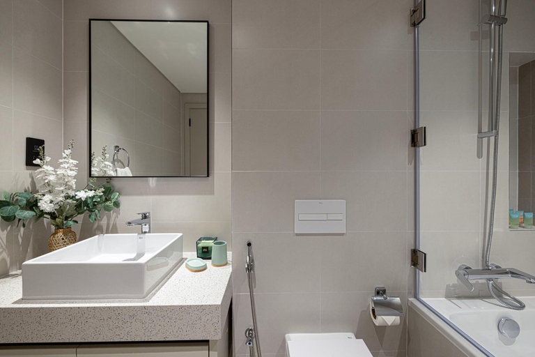 Bathroom 4, Silkhaus 1BDR Sea View Retreat w/ Private Beach, Dubai