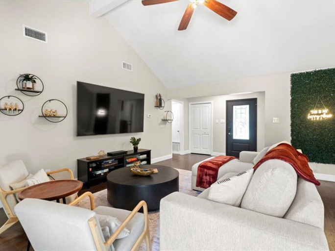 Living area, Poolside Paradise Room Fire Pit Hot Tub, Williamson