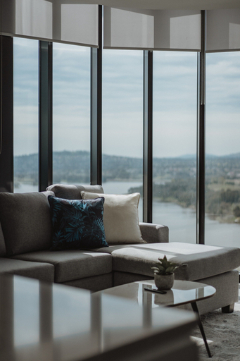 Living room 2, Panoramic Lake View 2-bed With Pool,, Canberra