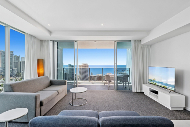 Living room 3, Modern 2-bed With Pool Access in Surfers Paradise, Gold Coast