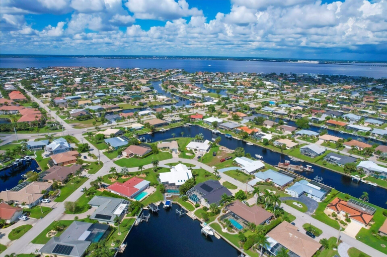 Aerial view 2, Punta Gorda Isles 3-Bedroom Private Pool Home on Canal with Dock 3 Home, Charlotte