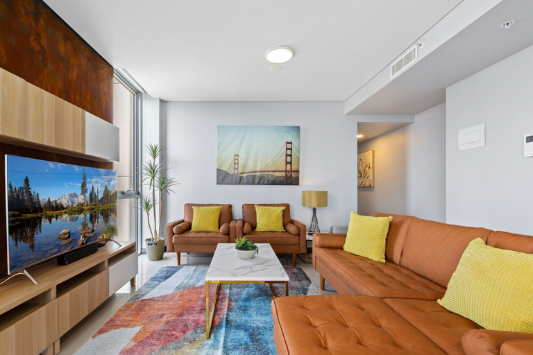 Living room 2, Central 2-bed With Parking & Stunning Views, Sydney