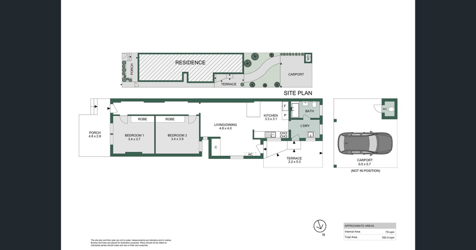 Floor plan, Stylish 2-bed House in Leichhardt, Sydney