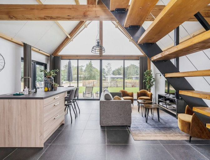 Living room 3, Modern Lodge Stay With Pond View, Baarle-Nassau