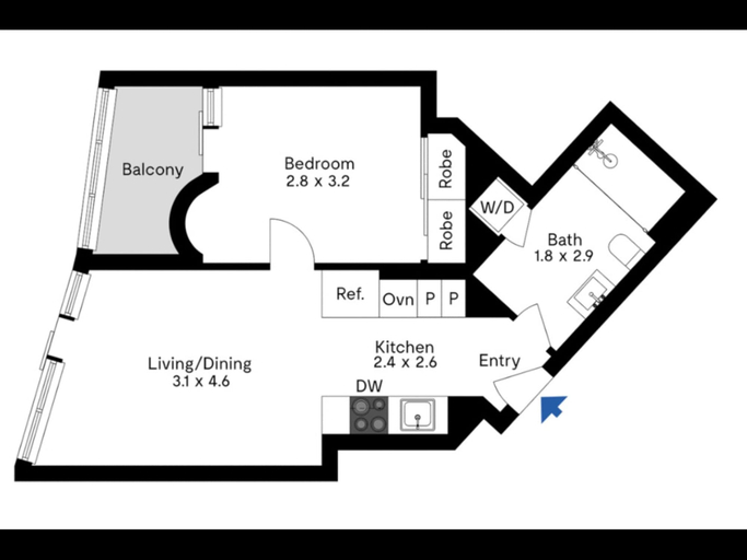 Floor plan, Stylish Southbank 1-bed Flat With Luxury Amenities, Melbourne