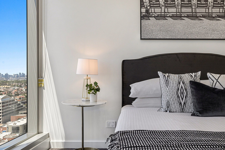 Bedroom 3, Chic 1-bed With Parking, Gym, Pool & City Views, Melbourne