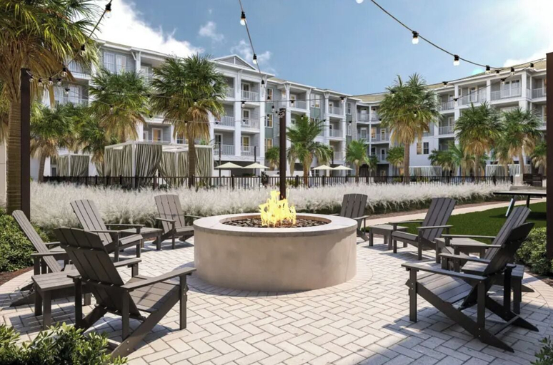 Fireplace, Landing Apartments Downtown Palm Coast, Flagler