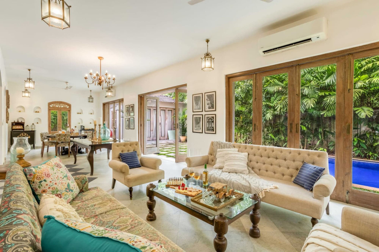 Room 2, Villa Poorvi in Siolim | Pool & Lush Forest View, North Goa