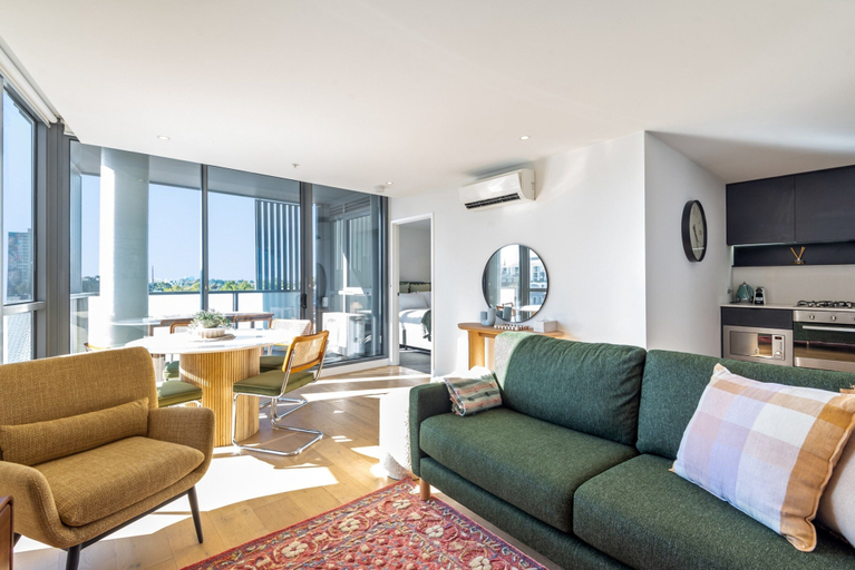 Living room 4, Collingwood Cool 2-bed, Balcony, Gym, Rooftop, Melbourne