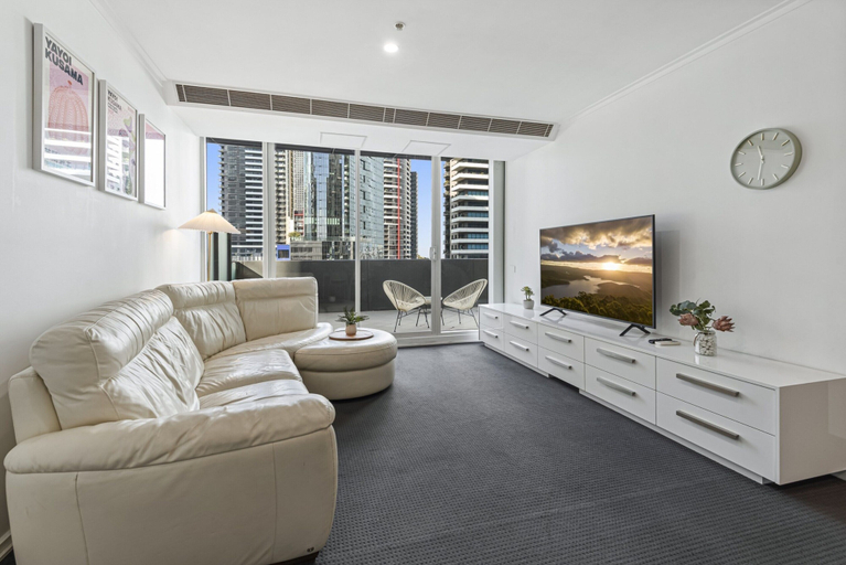 Living room 2, Stylish Southbank Stay With Views, Pool & Gym, Melbourne