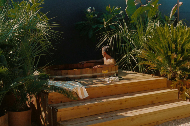 Outdoor spa tub, The Desert Wave Midcentury Design in Palm Desert, Riverside