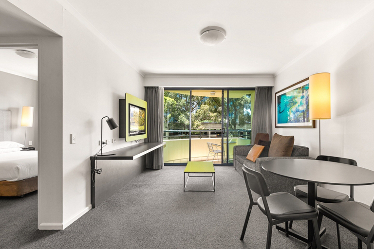 Living room 5, Sleek 1-bed by Jubilee Park With Pool, Sydney