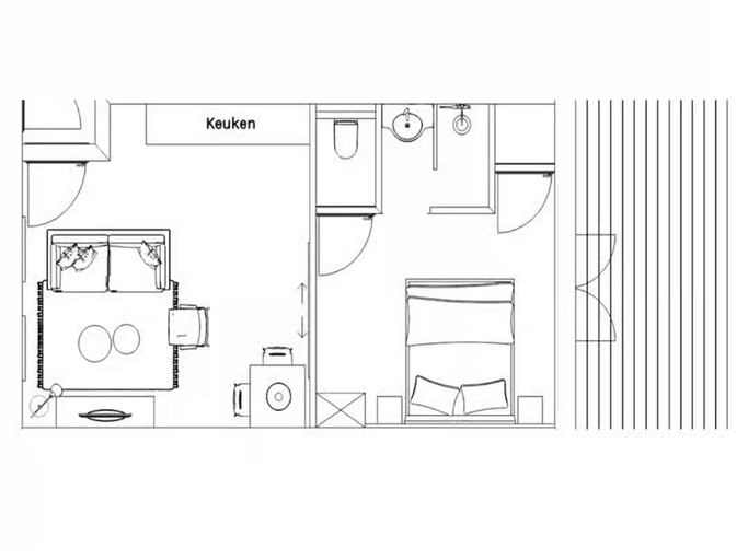 Floor plan, Lodge with view of the church and dunes, Veere